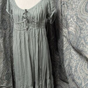 Maternity Women's Dress in Soft Greenish Gray NWT Peasant Style Bliss XL